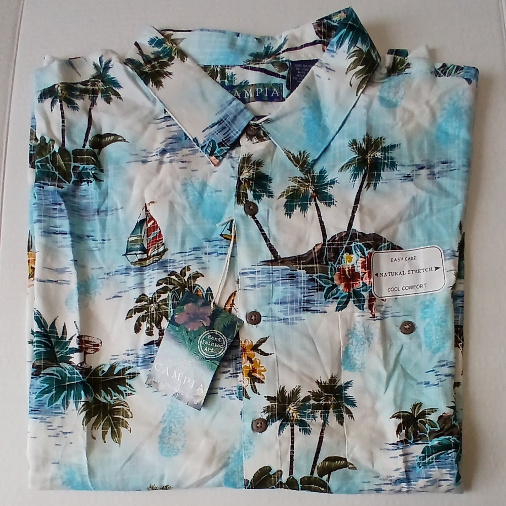 CAMPIA Short Sleeve Shirt Size XXL Multicolor  $18